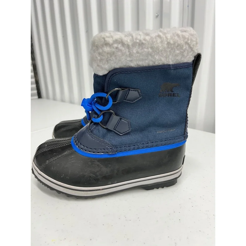 Sorel Yoot Pac Nylon Blue Kids Winter Boots Waterproof Snow Shoes Size 13 NC1962